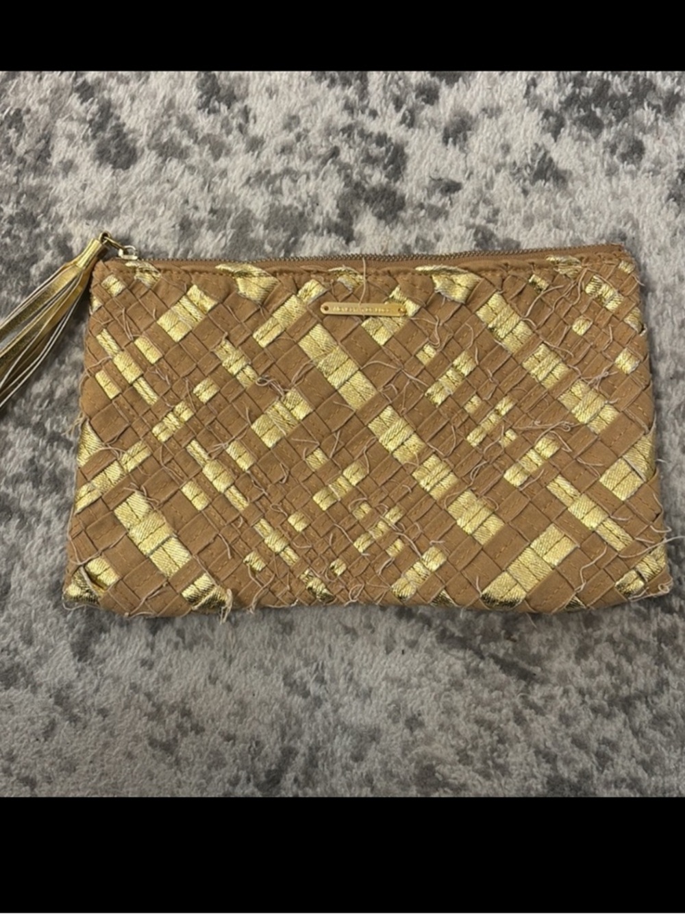 Anthropologie Monserat De Lucca Dupri Vega Clutch boho mixed media tan gold